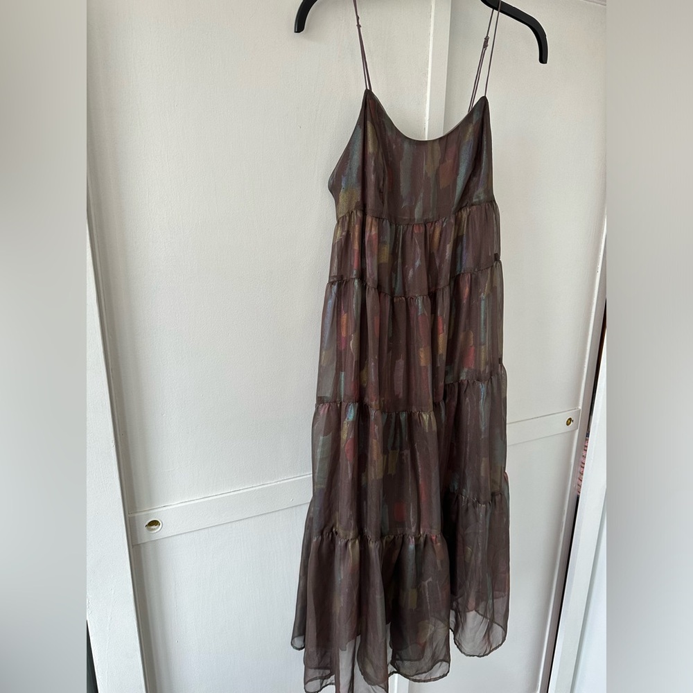 Urban Outfitters Brown Multicolor Ecote Alora Tiered Dress • Size Small - Picture 4 of 8